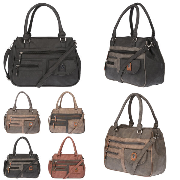 Große Damen Tasche Schultertasche Umhängetasche Henkeltasche Leder Optik Bag