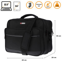 Christian Wippermann XXL Umhängetasche Flugbegleiter Tasche Messenger Arbeitstasche 17 Zoll Laptoptasche
